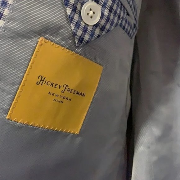 NEW $1195 Hickey Freeman Sportcoat!  US 44  Wool & Silk  Blue Check  Made in USA - Picture 3 of 5